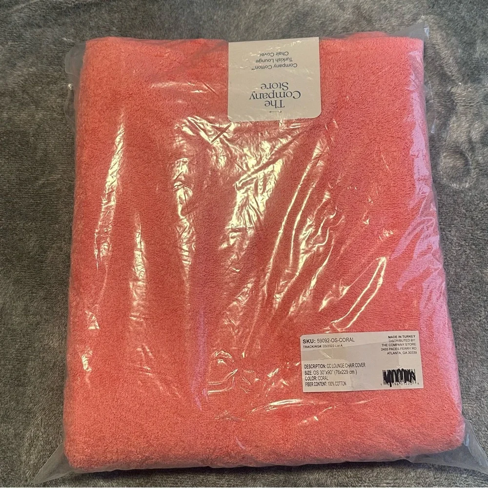 Company Store Turkish Cotton lounge chair cover beach towel coral pink 30x90”